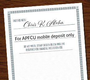 Check Endorsement sample for Mobile Check Deposit