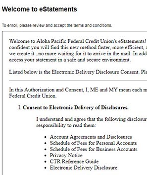 Select Online eStatements option