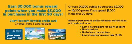Earn bonus reward points when you make Visa Platinum Rewards purchases. Details below.