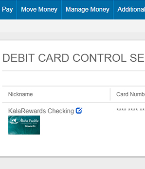 Debit Card Control Step 3 - Enrollment Completed