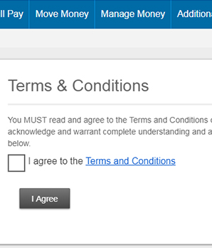 Debit Card Control Step 2 - Read and Accept the Terms and Conditions