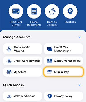 Skip a Payment - Link Location on Mobile App