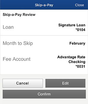 Step Four Skip a Pay Mobile