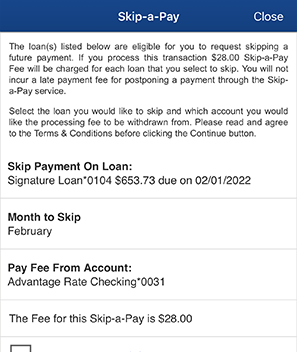 Skip a Pay Step Three Mobile